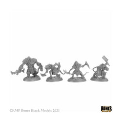 Wererats 4 Pack - Bones Black RPG Monster Minis