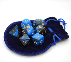 small blue dice bag