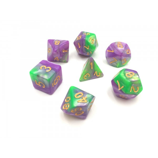 Elemental Dice Set D20 Poly  - Purple Green