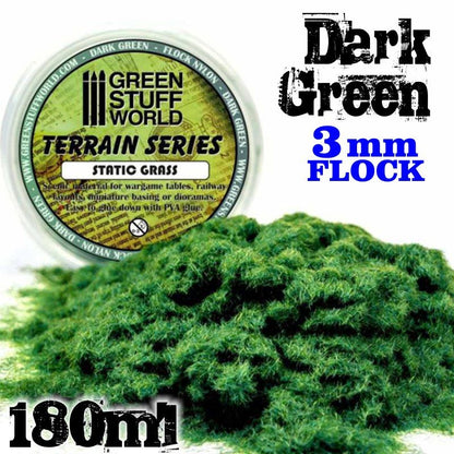 Flock Nylon Dark Green - 3mm- 180ml - Green Stuff World -9064