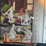 Gnome More Mr Nice Guys by Northumbrian Tin Solider is a pack of four very angry gnomes holding various weapons , shown here with a ruler 