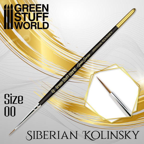 Size 00 -GOLD SERIES Siberian Kolinsky Brush- Green Stuff World