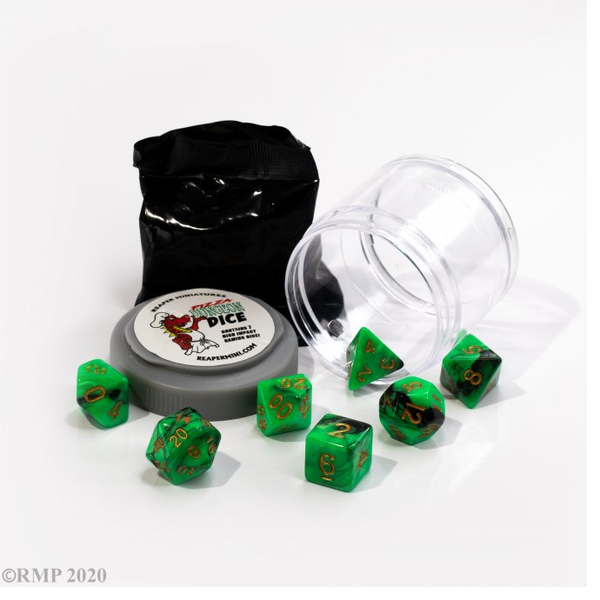 19056 Green & Black Dual Pizza Dungeon Dice - Reaper Dice