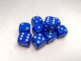 Blue D6- 10 x 16mm Six sided dice  (16BD6)