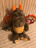 Grey brown dragon with peach wings and orange accents 32CM