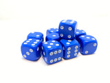Blue D6- 10 x 16mm Six sided dice  (16BD6)