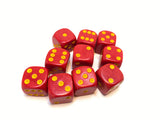 Red with Yellow Spots - 10 x 16mm D6 (16RYD6)