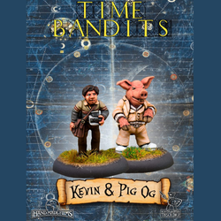Kevin And Pig Og from the officially licenced Time Bandits range by Northumbrian Tin Solider depicts the young boy from the film carrying a bag and a camera and the pig dressed in a suit.  