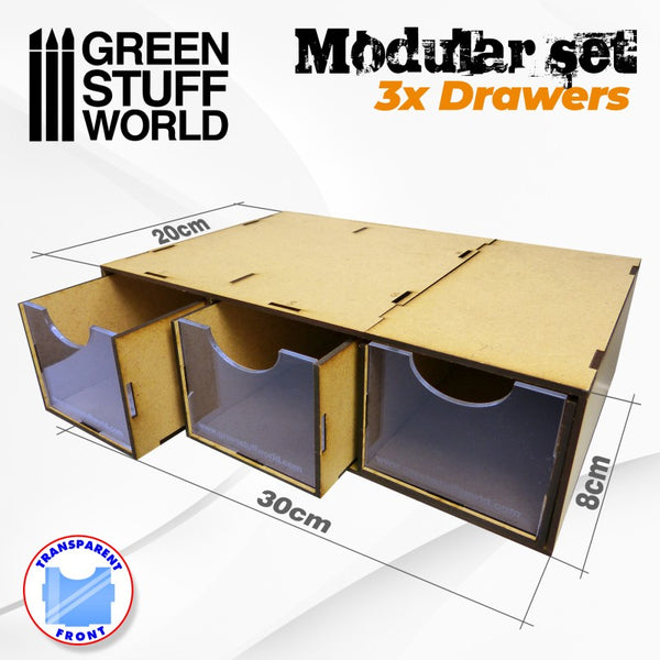 Paint Rack Modular Set 3x Drawers -2170- Green Stuff World