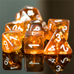RPG Character class dice set, white numbers and a fist shape in each one