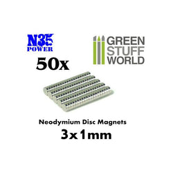 Neodymium Magnets 3x1mm - 50 units (N35) -9052- Green Stuff World
