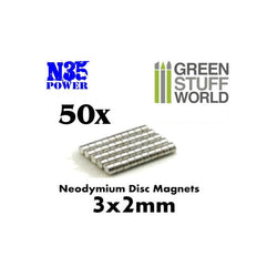 Neodymium Magnets 3x2mm - 50 units (N35) -9053- Green Stuff World