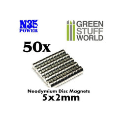 Neodymium Magnets 5x2mm - 50 units (N35) -9054- Green Stuff World