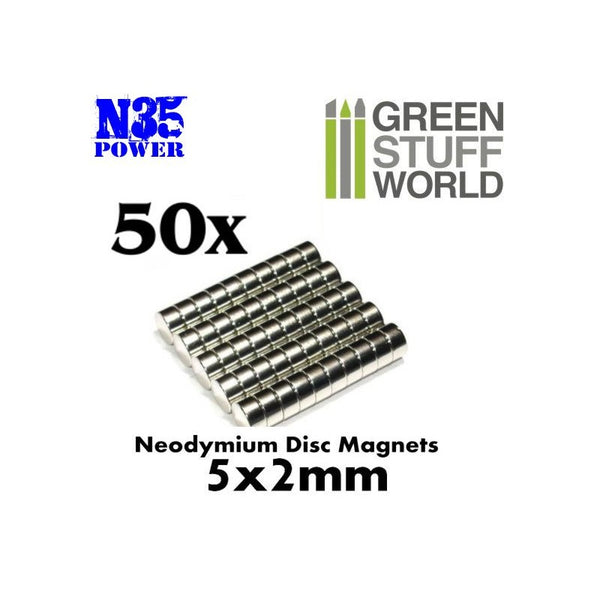Neodymium Magnets 5x2mm - 50 units (N35) -9054- Green Stuff World
