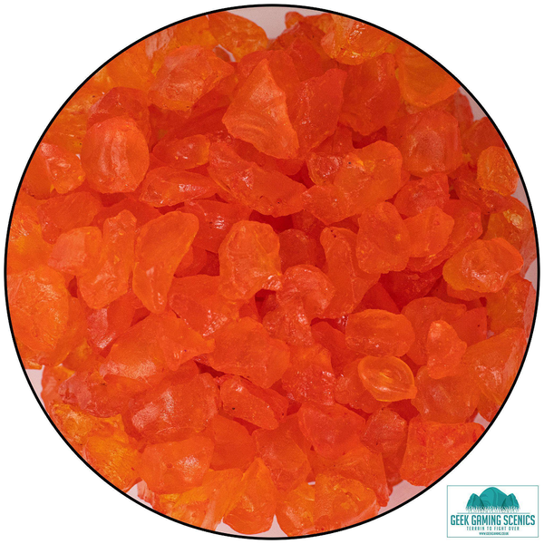 Glass shards in orange by Geek Gaming Scenics, a chunky basing material 