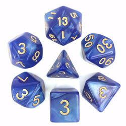 Pearl D20 Poly Dice set -Blue / Gold