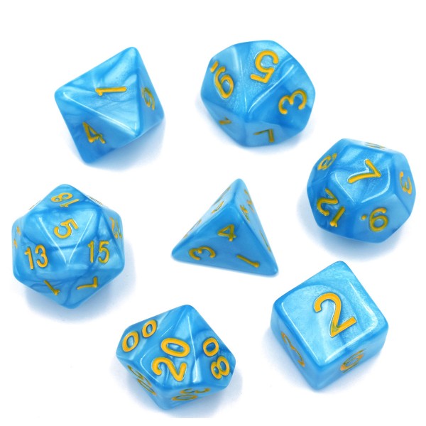 Pearl D20 Poly Dice set -Light Blue / Yellow