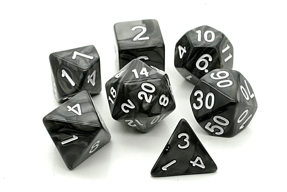 Pearl Black/ White - D20 Poly Dice set - PBW3