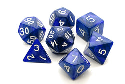 Pearl Blue / White Numbers - D20 Poly Dice set - PBW2