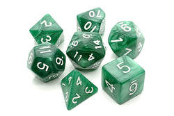 Pearl D20 Poly Dice set -Green/ White Numbers