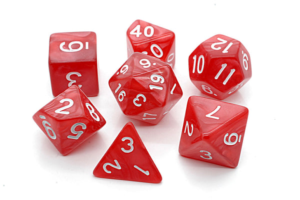 Pearl Red Poly Dice Set - PRW2