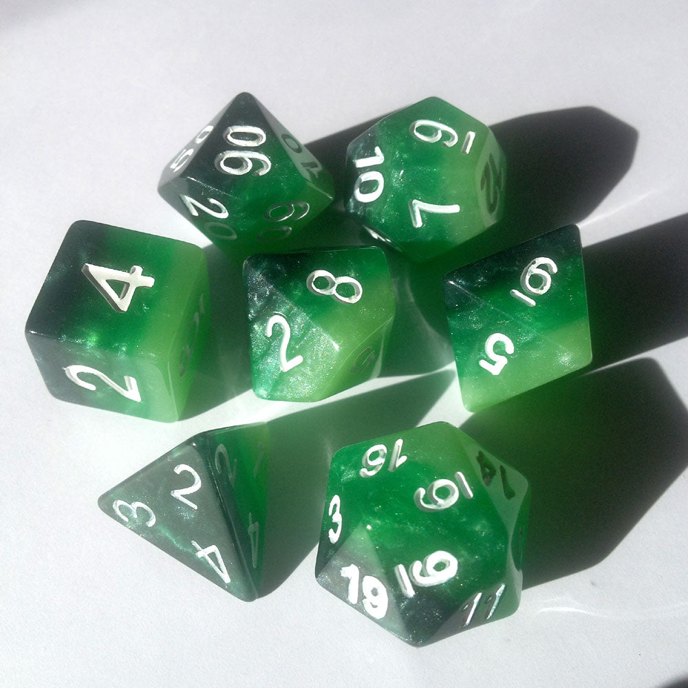 Rainbow Dice Set D20 Poly Dice set - EMERALD