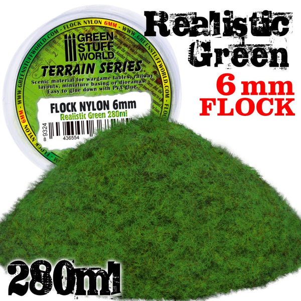 Flock Nylon Realistic Green - 6mm- 280ml - Green Stuff World -9324