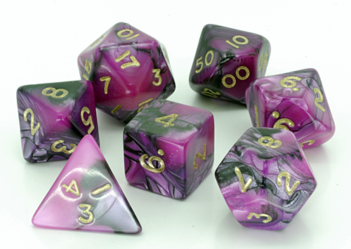 Toxic D20 Poly Dice set - Pink with Black