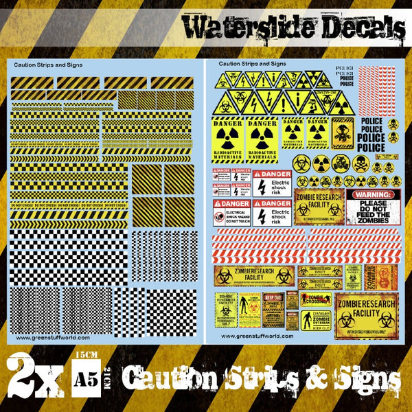 Waterslide Decals - Caution Strips and Signs -Green Stuff World - 2011