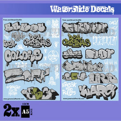 Waterslide Decals - Train and Graffiti Mix - Silver & Gold -Green Stuff World - 2008